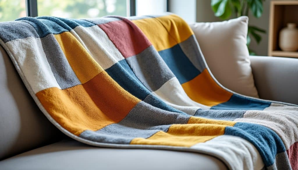 Plaid en patchwork pour le canapé : les proportions